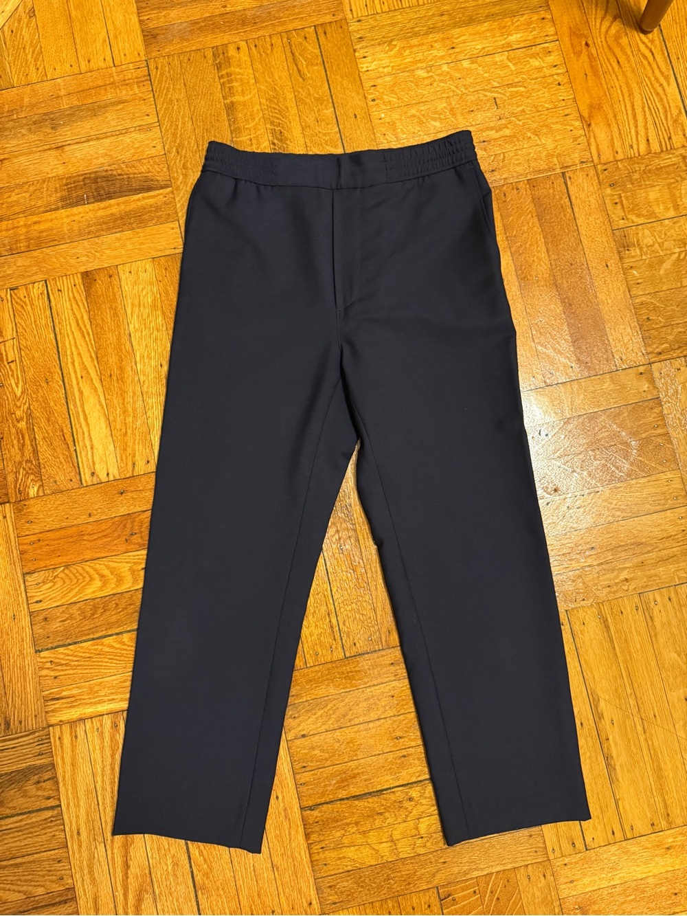 Acne Studios Navy Drawstring Pants in Light Wool